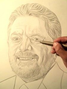 Luis Inácio Lula da Silva. Desenhando os cabelos