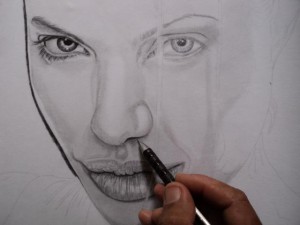 Retrato a lápis Angelina Jolie