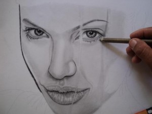 Retrato a lápis Angelina Jolie