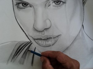 Retrato a lápis Angelina Jolie