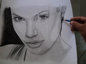 Retrato a lápis Angelina Jolie