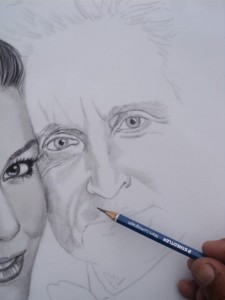 Desenhando michael Douglas e Catherine