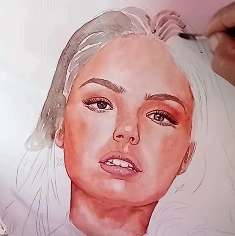 Isis Valverde, pintura com aquarelas passo a passo