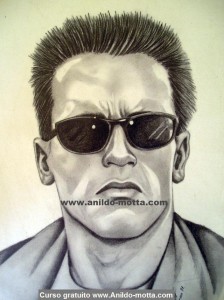 Arnold Schwarzenegger retrato a lápis, desenho Arnald Schwarzennegger