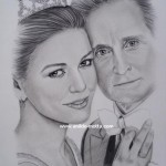 Catharine Zeta Jones e Michael Douglas Desenho a lápis