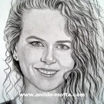 Retrato a lápis Nicole Kidman, retrato a grafite Nicole Kidman