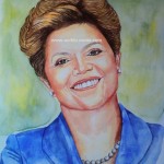 Dilma Rousseff pintura com aquarela