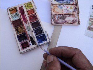 Pintura com aquarela mulher