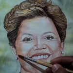 Pintura a aquarela de Dilma Rousseff