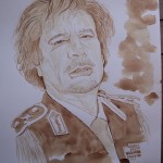 Muammar Kadafi retrato feito com sangue de porco