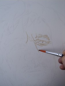 Muammar Kadafi retrato com sangue de porco