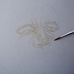 Muammar Kadafi retrato com sangue de porco