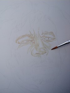 Muammar Kadafi retrato com sangue de porco