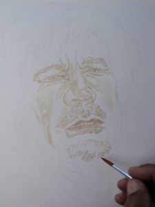 Muammar Kadafi retrato com sangue de porco