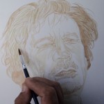 Muammar Kadafi retrato com sangue de porco