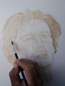 Muammar Kadafi retrato com sangue de porco