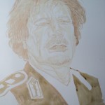 Muammar Kadafi retrato com sangue de porco