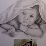 Criança desenho a lápis carvão.