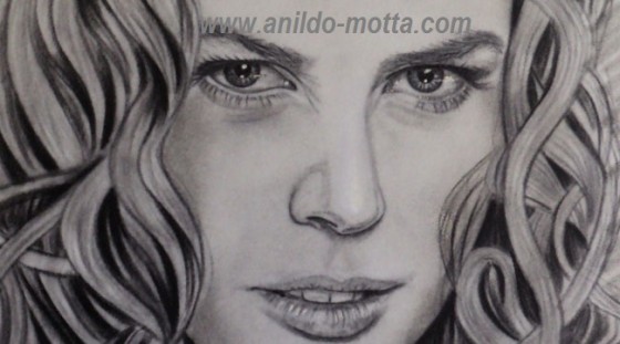 Desenho a lápis de Nicole Kidmman.