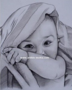 Desenho de criança a lápis carvão