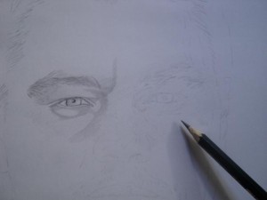 Desenho de Leonardo Dicaprio a lápis grafite