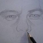 Desenho de Leonardo Dicaprio a lápis grafite