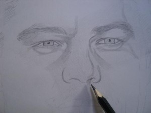 Desenho de Leonardo Dicaprio a lápis grafite