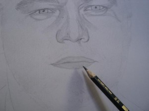 Desenho de Leonardo Dicaprio a lápis grafite