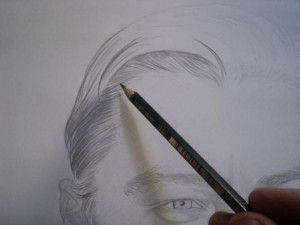 Desenho de Leonardo Dicaprio a lápis grafite