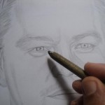 Desenho de Leonardo Dicaprio a lápis grafite