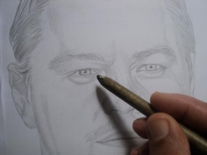 Desenho de Leonardo Dicaprio a lápis grafite