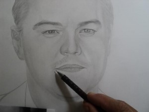 Desenho de Leonardo dicaprio a lápis grafite