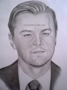 Desenho de Leonardo Dicaprio a lápis grafite