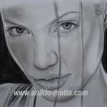 Desenho Angelina Jolie a lápis.