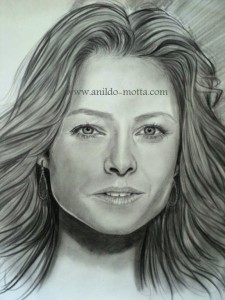 Desenho realista Jodie Foster aulas grátis