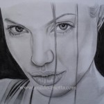 Desenho a lápis de Angelina Jolie