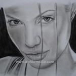 Angelina Jolie retrato a lápis grafite