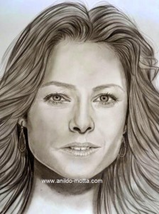 Desenho a lápis Jodie Foster passo a passo