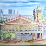 Mercado modelo com aquarela