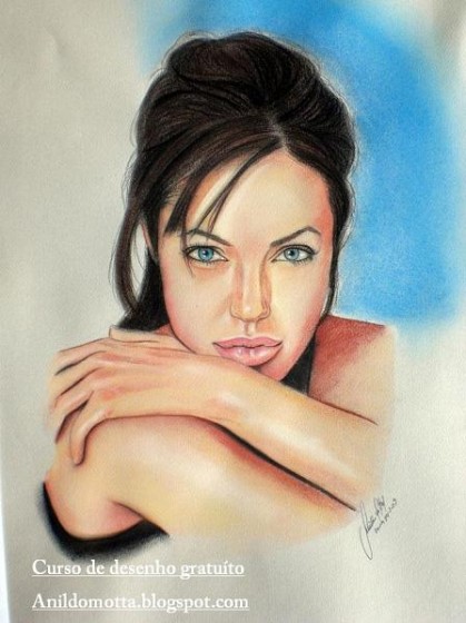 Angelina Jolie pintura a pastel seco