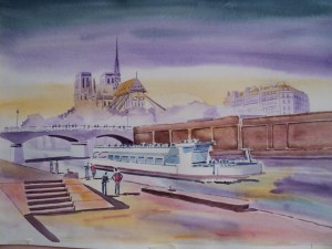 Aquarela Catedral de Notredame