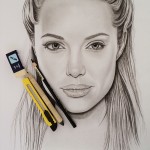 Angelina Jolie desenho a lápis carvão