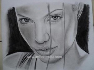 Desenho a lápis Angelina Jolie