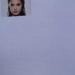 Angelina Jolie retrato a carvão. Desenho base.