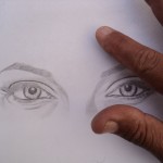 Angelina Jolie retrato a carvão. Espalhando carvão.