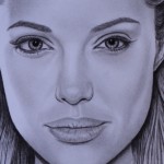 Desenho a carvão Angelina Jolie.