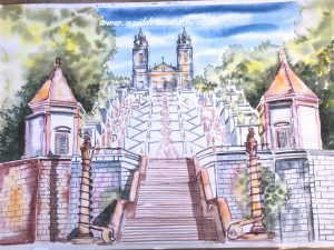 Aguarela Bom jesus de Braga