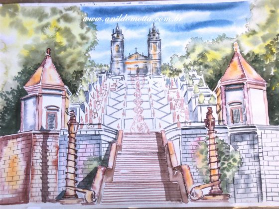 Aguarela Bom jesus de Braga