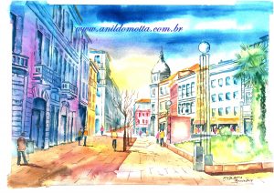 Aguarela Rua do Souto Braga