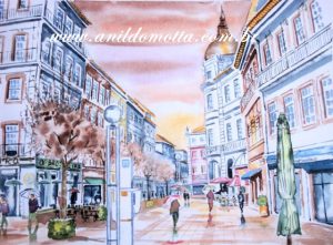 Aguarela rua do Souto Braga